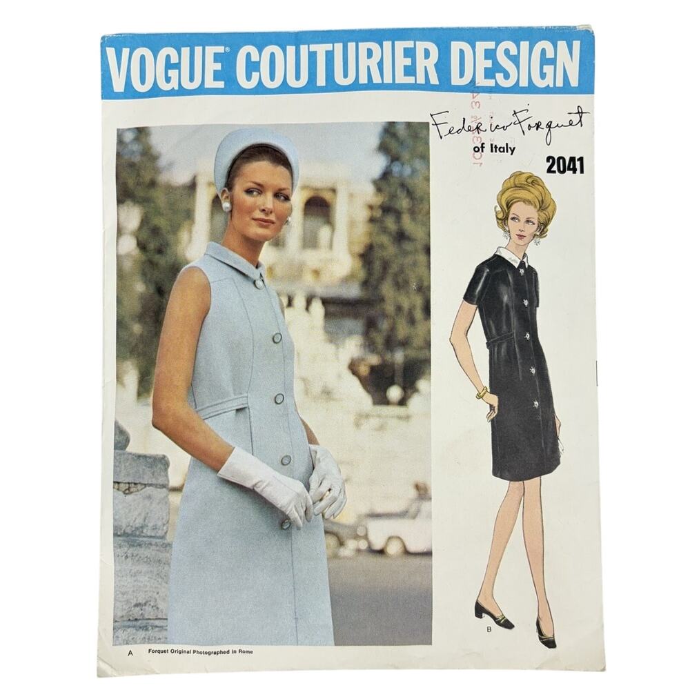 Vtg Vogue Couturier Design 2041 Federico Forquet Dress Sewing Pattern Size 10